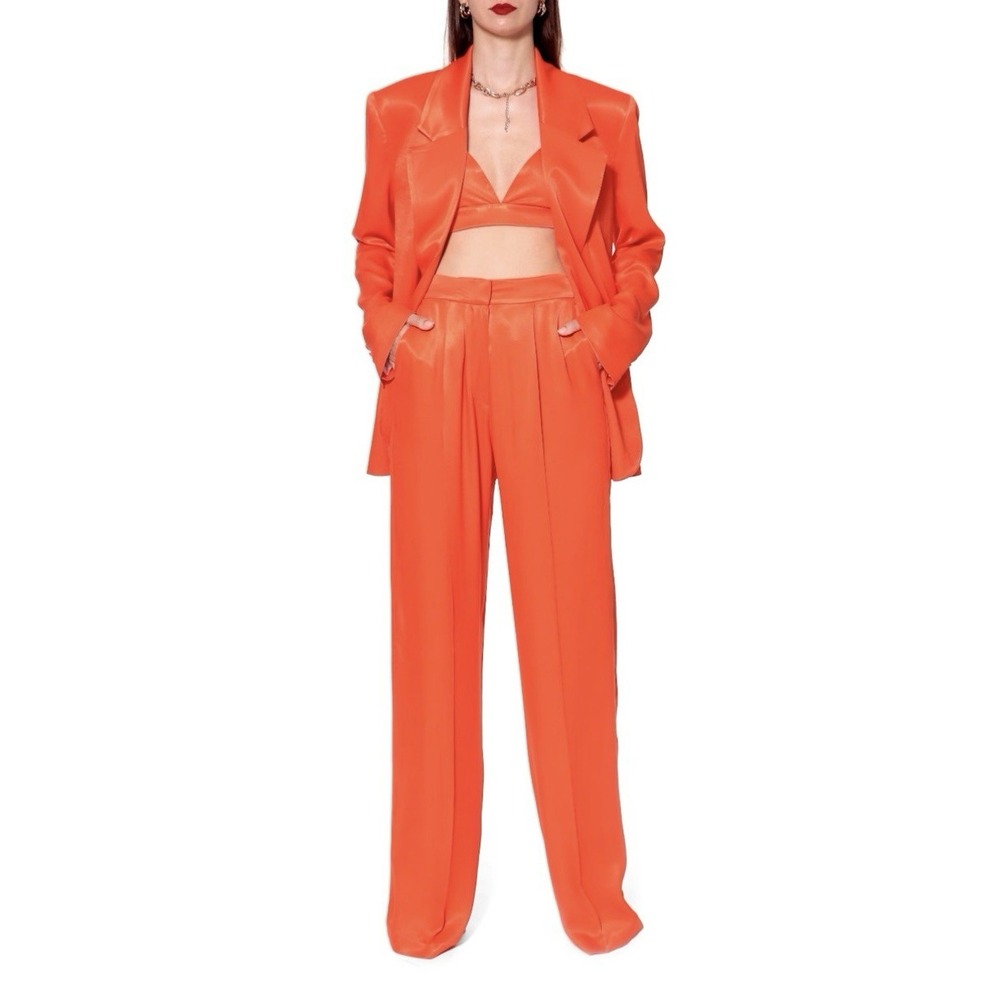 AGGI Bellamy Satin Nasturtium Blazer in Orange silk womens sizs medium New W/Tag - Picture 3 of 8